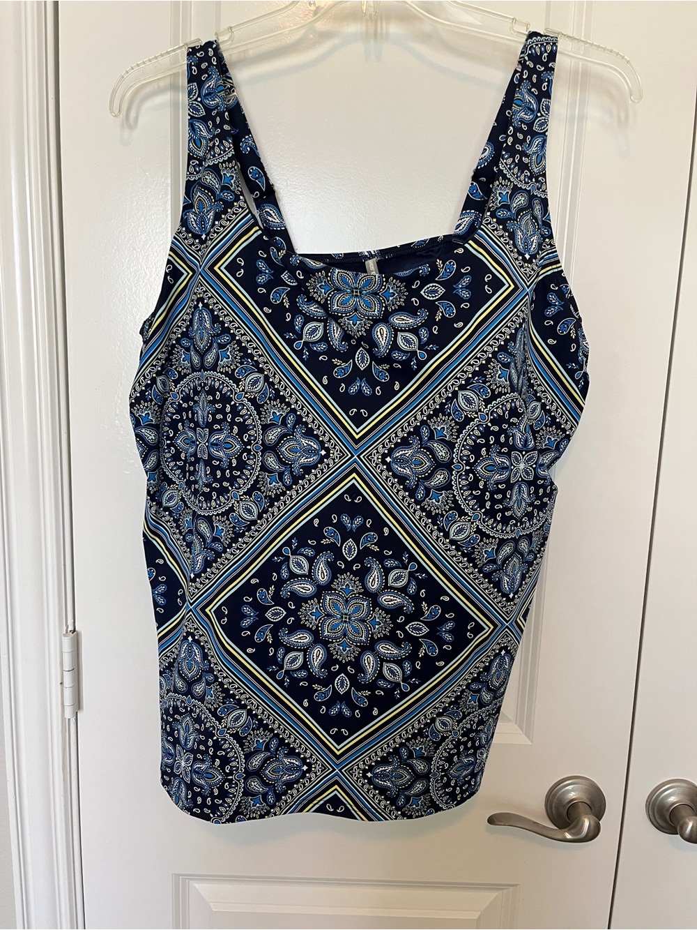 Lands' End Square Neck Underwire Navy Tankini Top-NWT